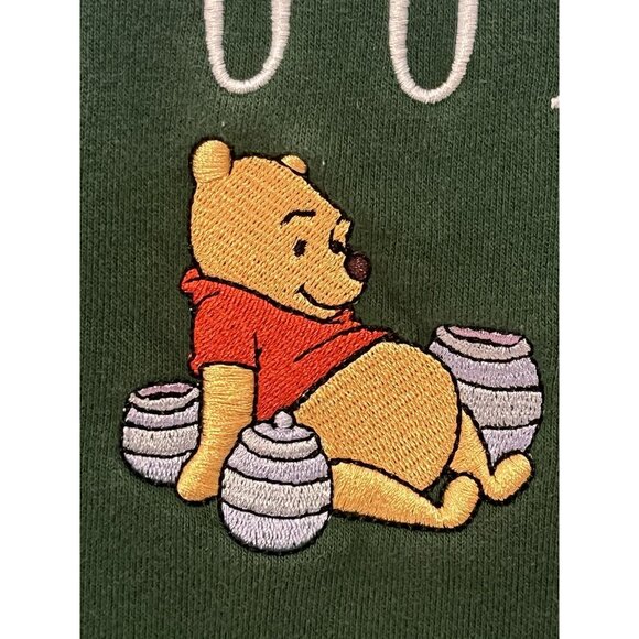 Disney Winnie The Pooh Green Embroidered Long Sleeve Pullover Sweatshirt - Picture 7 of 10